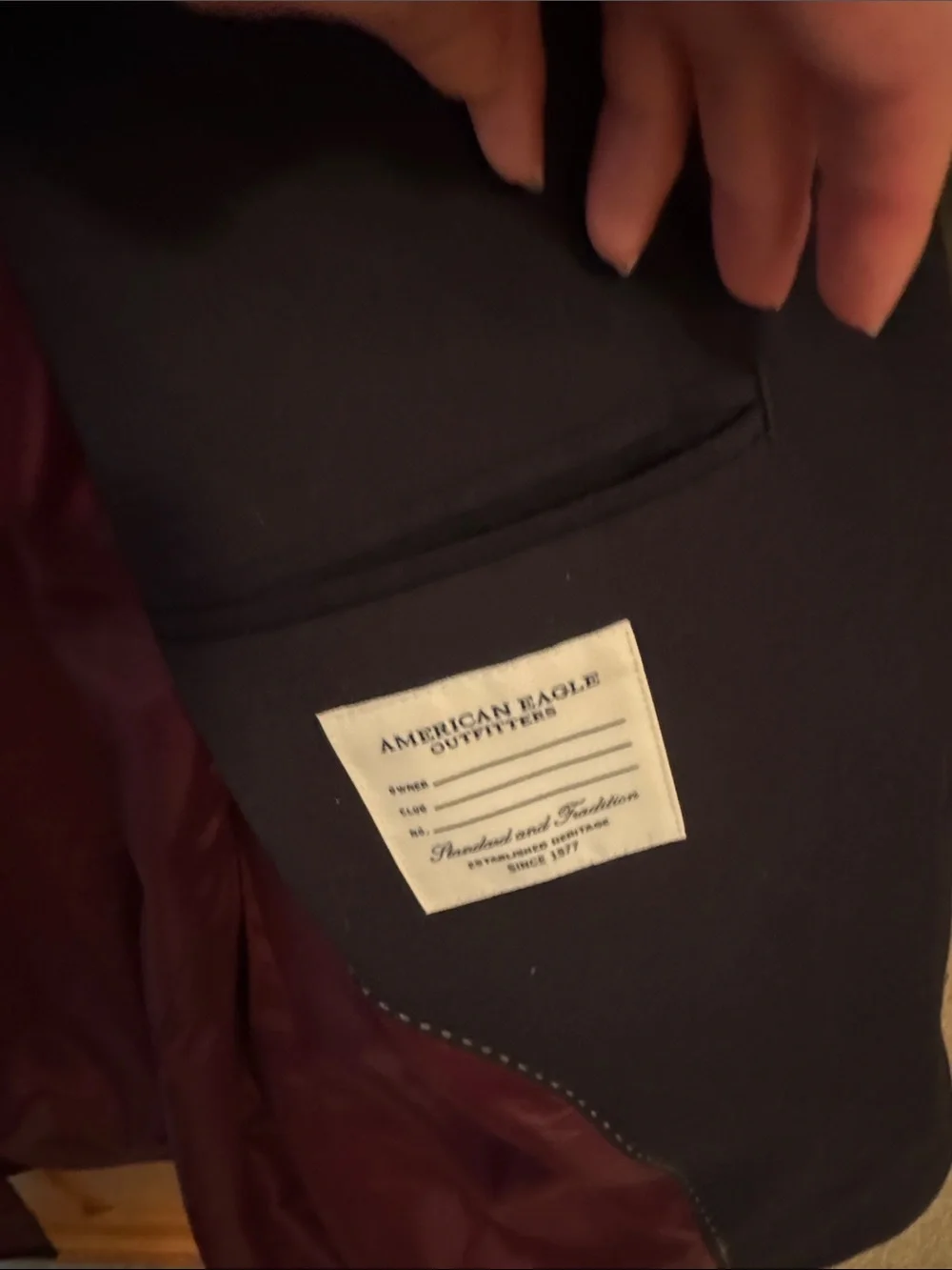 American Eagle Outfitters Black Sport Coat with Maroon Lining